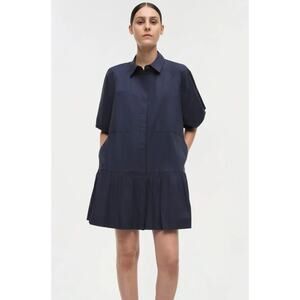 SIMKHAI Midnight Navy Blue Crissy Dress Balloon Sleeve Mini Dress Women's Small